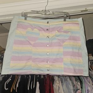 Upcycled Rainbow Jean Skirt